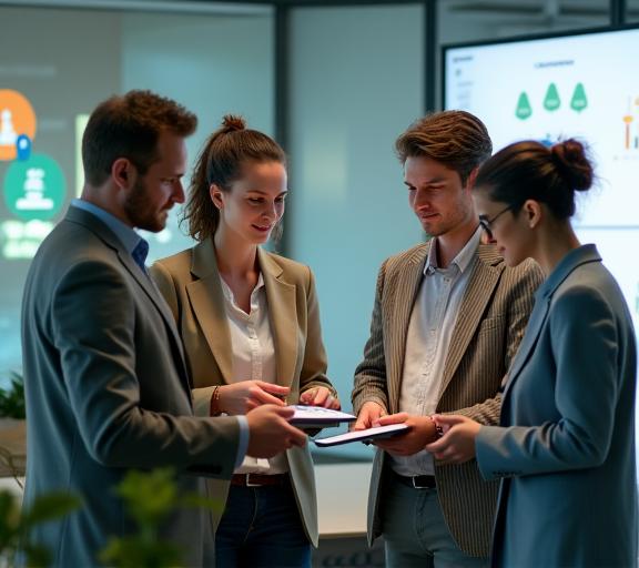 持続可能性について議論する多様なチーム